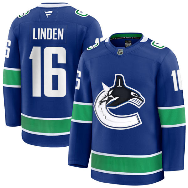 Men's Vancouver Canucks Retired Player #16 Trevor Linden Fanatics Home Blue Player Jersey